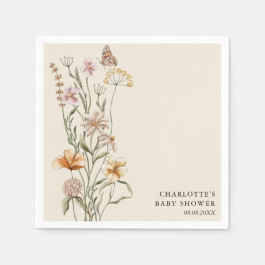Een klein Wildflower Boho-Baby shower Servet (Voorkant)