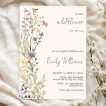 Een klein wildflower meisje baby shower uitnodigin