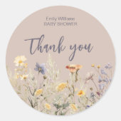 Een klein wildflower meisje baby shower uitnodigin ronde sticker (Voorkant)