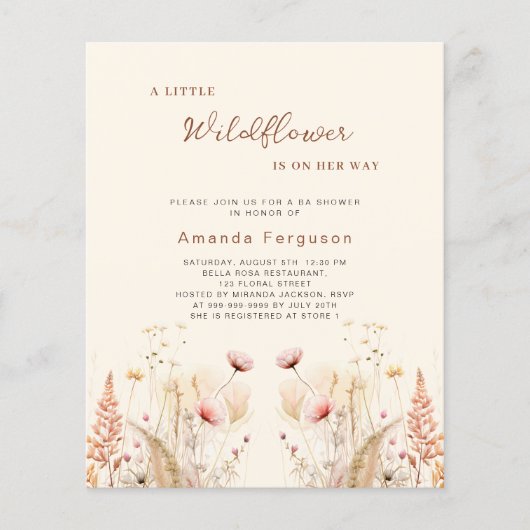 Een klein wildflower meisje boho budget Baby showe (Voorkant)