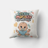 Een klein wonder onderweg. Nieuwe baby komt eraan. Kussen (Achterkant)