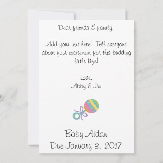 Een klein wonder ~ Zwangerschap Aankondiging (Achterkant)