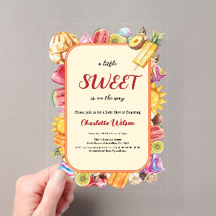 Een Klein Zoet Ding Is Op Weg Ijs Baby Shower Acryl Uitnodigingen