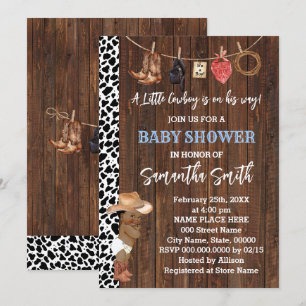 Een Kleine AA Cowboy Is Op Weg Western Baby Shower Kaart