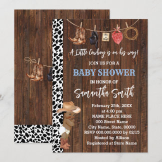 Een Kleine AA Cowboy Is Op Weg Western Baby Shower Kaart