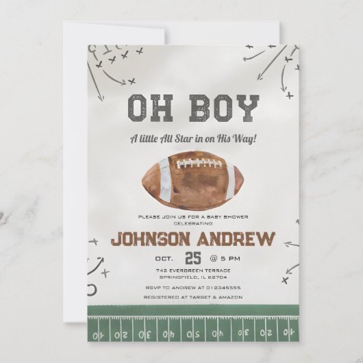 Een kleine All Star American football Baby shower Kaart (Voorkant)