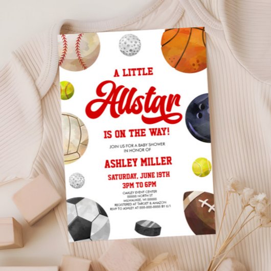 Een kleine Allstar is onderweg! Sport Baby shower Kaart