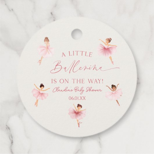 Een kleine ballerina roze ballet Baby shower Bedankjes Labels (Achterkant)