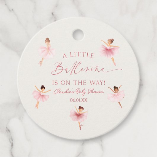 Een kleine ballerina roze ballet Baby shower Bedankjes Labels (Voorkant)