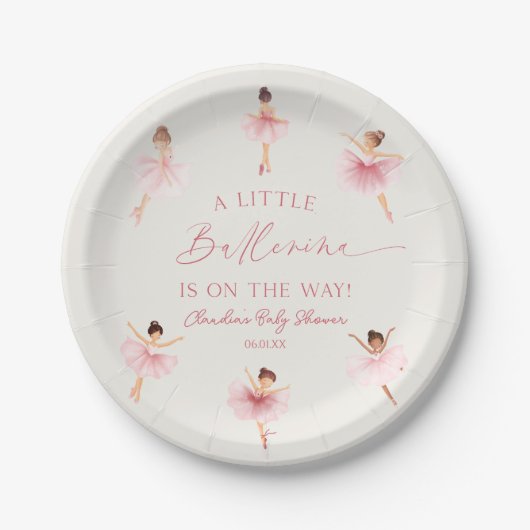 Een kleine ballerina roze ballet Baby shower Papieren Bordje (Voorkant)