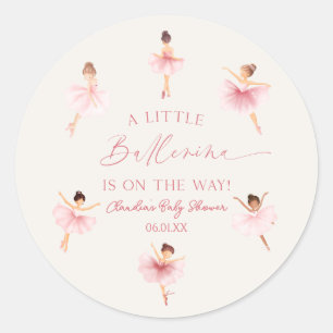 Een kleine ballerina roze ballet Baby shower Ronde Sticker