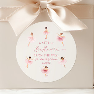 Een kleine ballerina roze ballet Baby shower Ronde Sticker