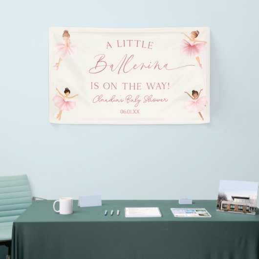 Een kleine ballerina roze ballet Baby shower Spandoek (Beurs)