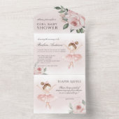 Een kleine ballerina Waterverf meisje Baby shower All In One Uitnodiging (Binnen)