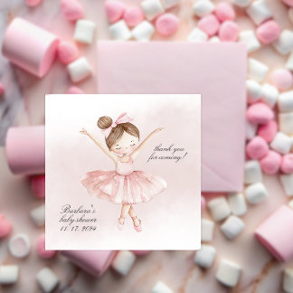 Een kleine ballerina Waterverf meisje Baby shower Bedankkaart