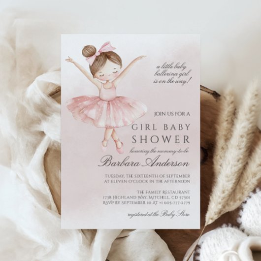 Een kleine ballerina Waterverf meisje Baby shower Kaart