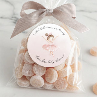 Een kleine ballerina Waterverf meisje Baby shower Ronde Sticker