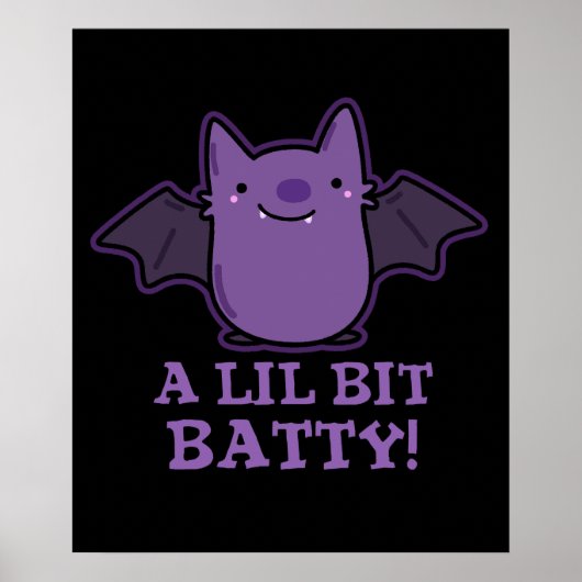 Een kleine Batty Funny Baby Bat Pun Dark BG Poster (Voorkant)