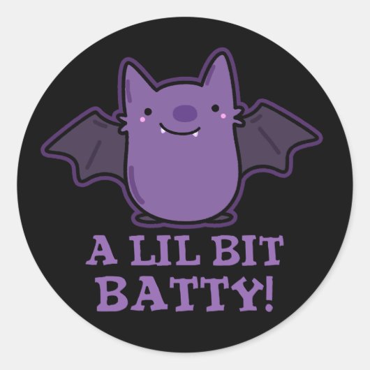 Een kleine Batty Funny Baby Bat Pun Dark BG Ronde Sticker (Voorkant)