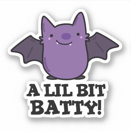 Een kleine Batty Funny Baby Bat Pun Sticker (Voorkant)