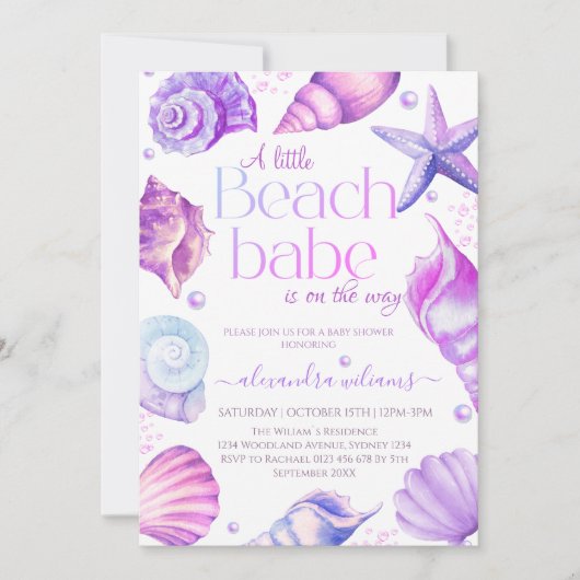 Een kleine Beach Babe Baby shower uitnodiging (Voorkant)