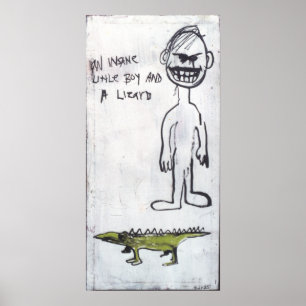 "EEN KLEINE BEELD MET EEN LIZARD EN EEN INZEEBLAD" POSTER