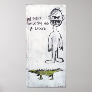 "EEN KLEINE BEELD MET EEN LIZARD EN EEN INZEEBLAD" POSTER
