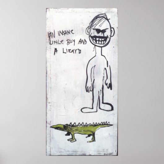"EEN KLEINE BEELD MET EEN LIZARD EN EEN INZEEBLAD" POSTER (Voorkant)