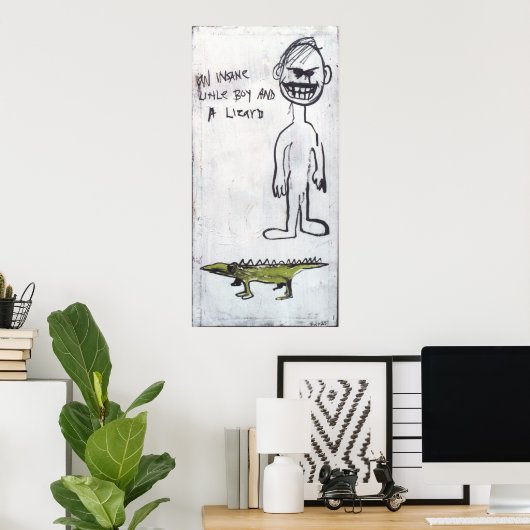 "EEN KLEINE BEELD MET EEN LIZARD EN EEN INZEEBLAD" POSTER (Thuiskantoor)