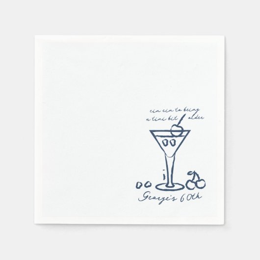 Een kleine beetje oudere cocktail verjaardag servet (Voorkant)