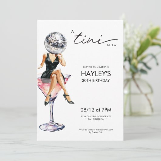 Een kleine beetje oudere Disco Martini verjaardag Kaart (Staand voorkant)