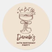 Een kleine beetje oudere espresso martini 30e verj ronde sticker (Voorkant)