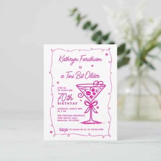 Een kleine beetje oudere espresso martini 70e verj uitnodiging briefkaart (Staand voorkant)