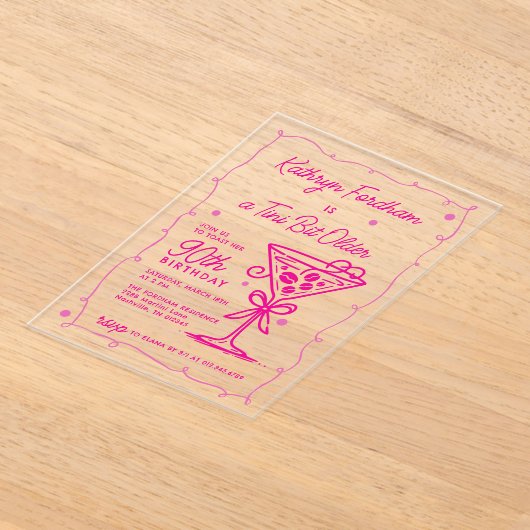 Een kleine beetje oudere espresso martini 90e verj acryl uitnodigingen (Laagn)