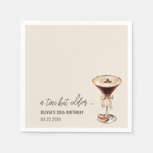 Een kleine beetje oudere Espresso Martini verjaard Servet (Voorkant)