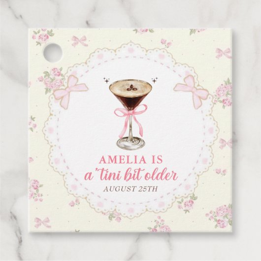 Een kleine beetje oudere Martini Coquette verjaard Bedankjes Labels (Voorkant)