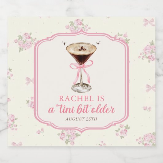 Een kleine beetje oudere Martini Coquette verjaard Sparkling Wijnetiket (Enkel label)