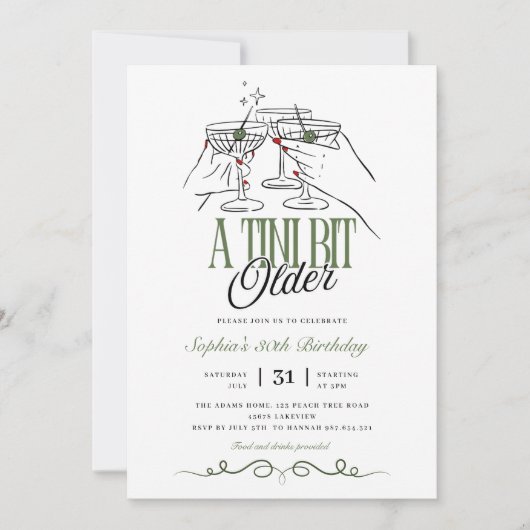 Een kleine beetje oudere Martini Olive Cocktail Ve Kaart (Voorkant)