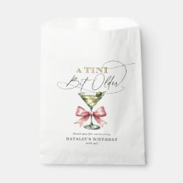 Een kleine beetje oudere Martini Roze strik verjaa Bedankzakje