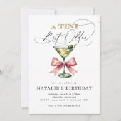 Een kleine beetje oudere Martini Roze strik verjaa Kaart (Voorkant)