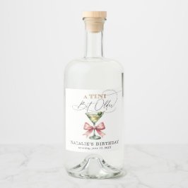 Een kleine beetje oudere Martini Roze strik verjaa Likeurfles Etiket