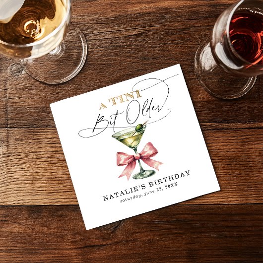 Een kleine beetje oudere Martini Roze strik verjaa Servet