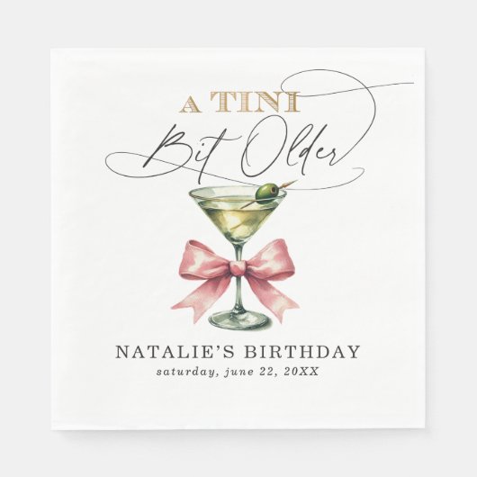 Een kleine beetje oudere Martini Roze strik verjaa Servet (Voorkant)