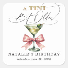 Een kleine beetje oudere Martini Roze strik verjaa Vierkante Sticker
