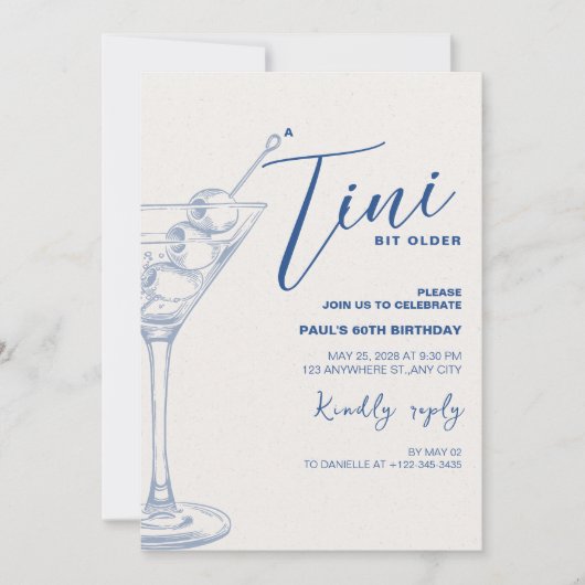 Een kleine beetje oudere verjaardagsfeestje uitnod kaart (Voorkant)