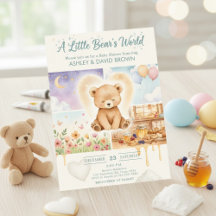 Een kleine berenknuffelbeer neutrale baby shower