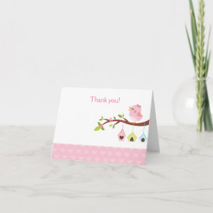 Een kleine Birdie (Roze) Verjaardag Dankjewel Card Bedankkaart