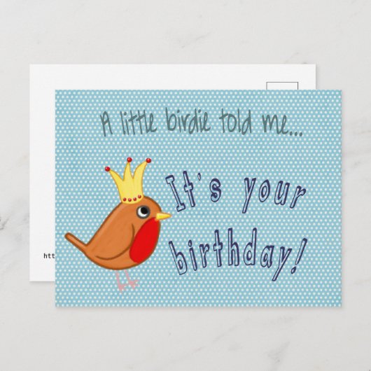 Een kleine Birdie vertelde me dat ik jarig was Rob Briefkaart (Voorkant / Achterkant)