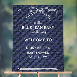 Een Kleine Blauwe Spijkerbaby Denim Jongen Baby Acryl Bord