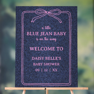 Een Kleine Blauwe Spijkerbaby Denim Meisje Baby Acryl Bord